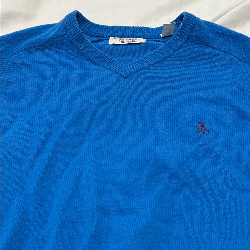 Penguin Men's Blue V-Neck Sweater
